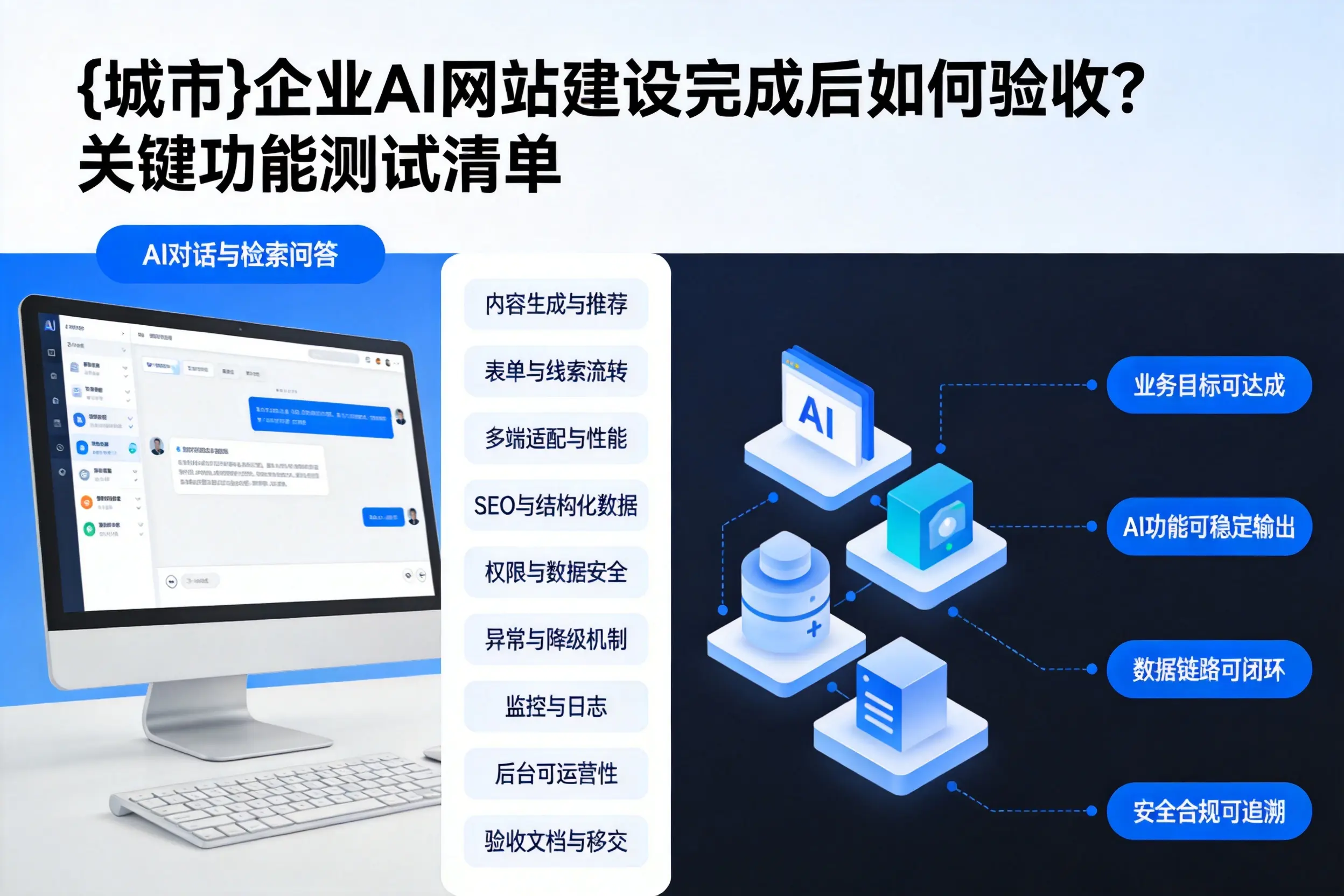 重庆郊县企业AI网站建设完成后如何验收？关键功能测试清单