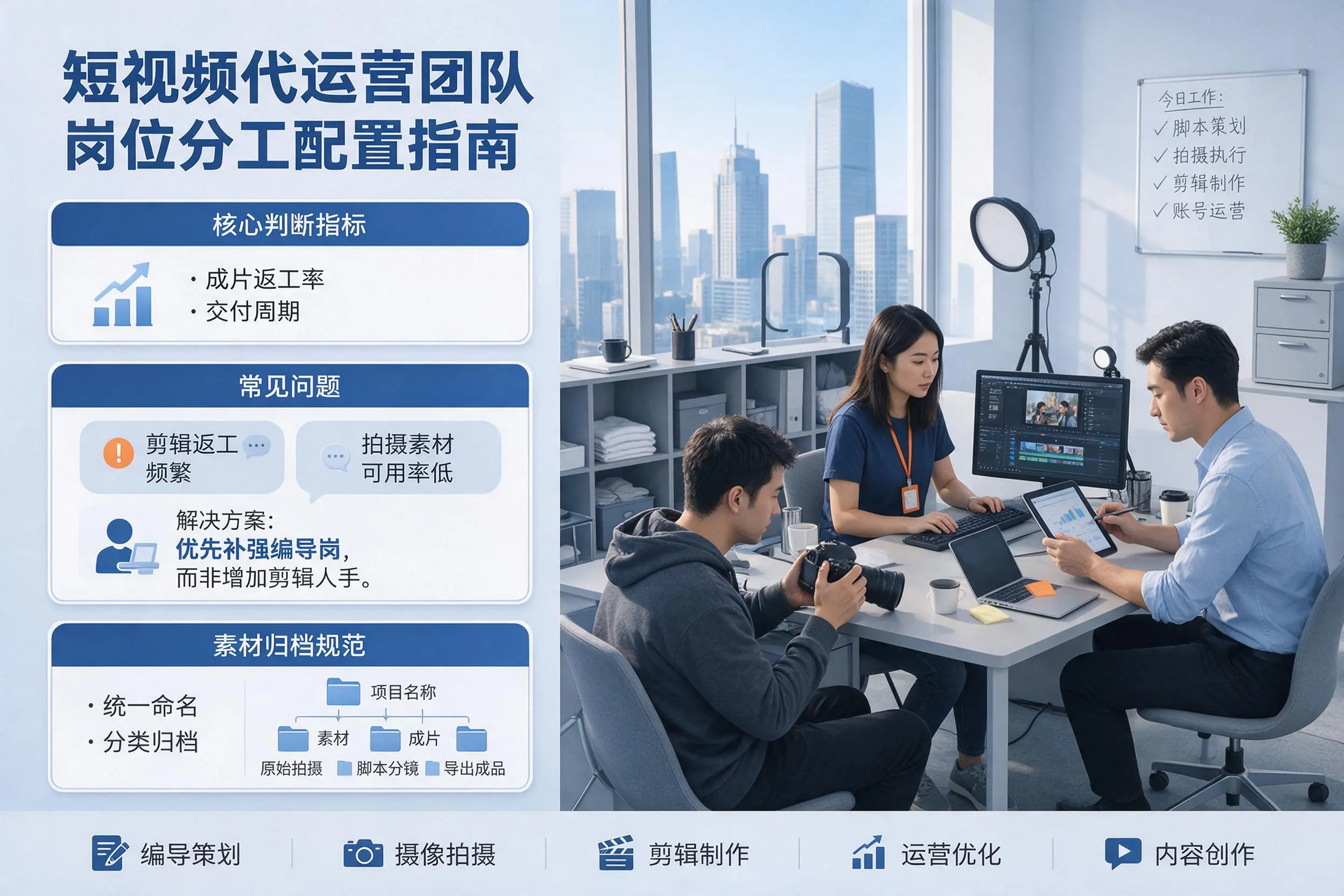 短视频代运营团队如何配置？重庆郊县企业岗位分工科普说明