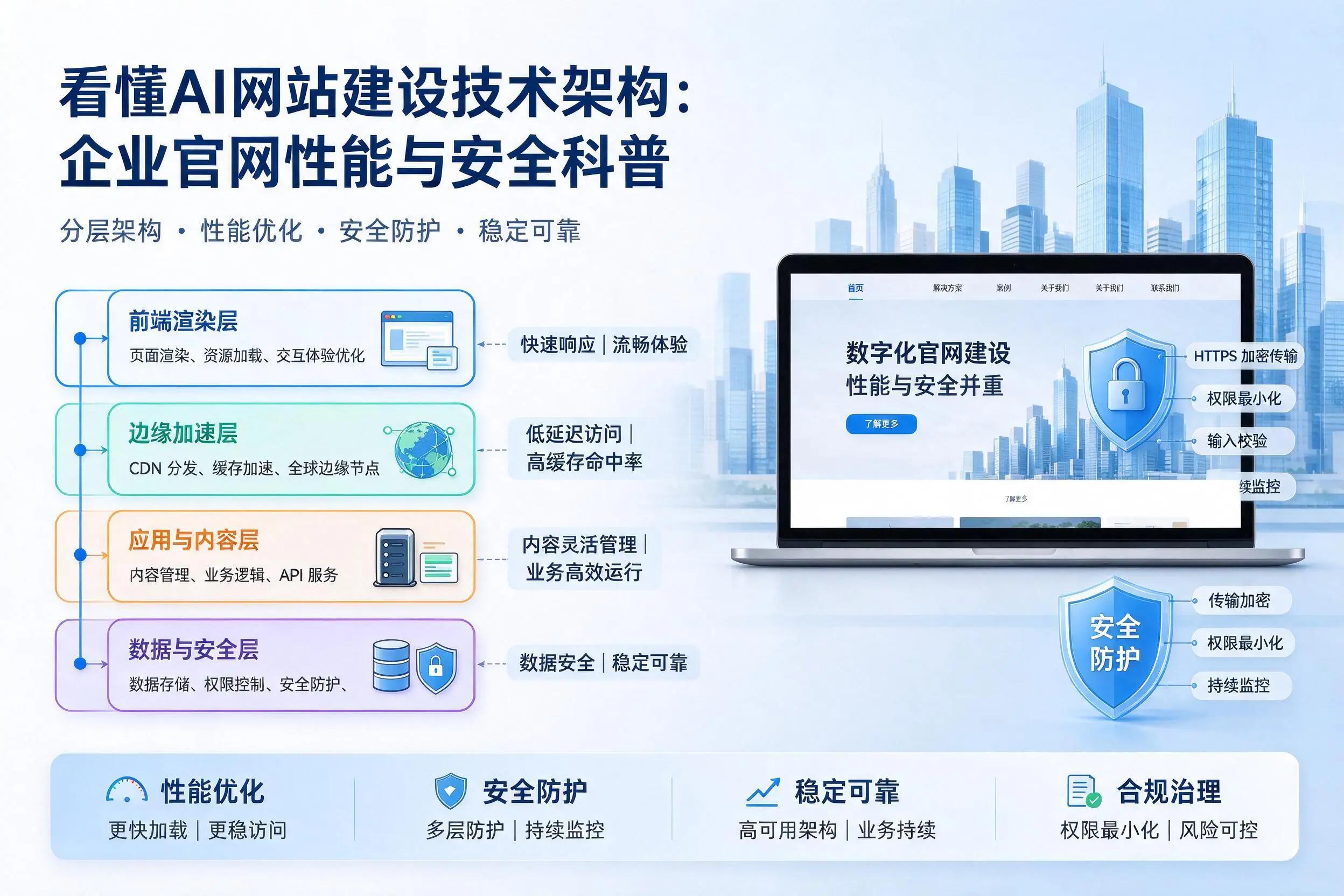 看懂AI网站建设技术架构：重庆郊县企业官网性能与安全科普