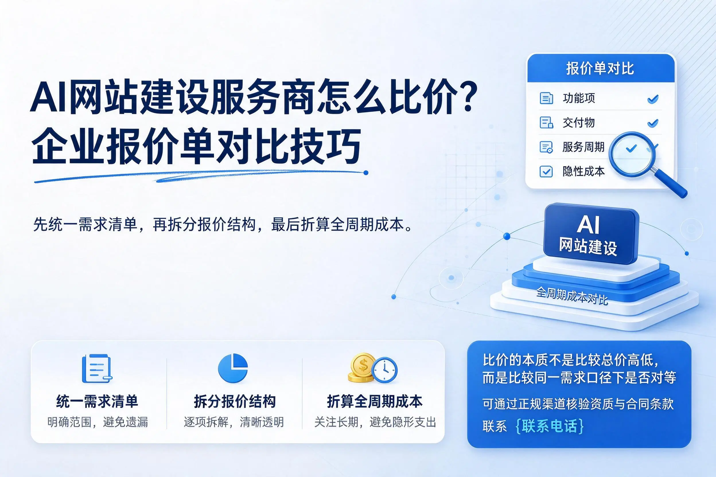 AI网站建设服务商怎么比价？重庆郊县企业报价单对比技巧