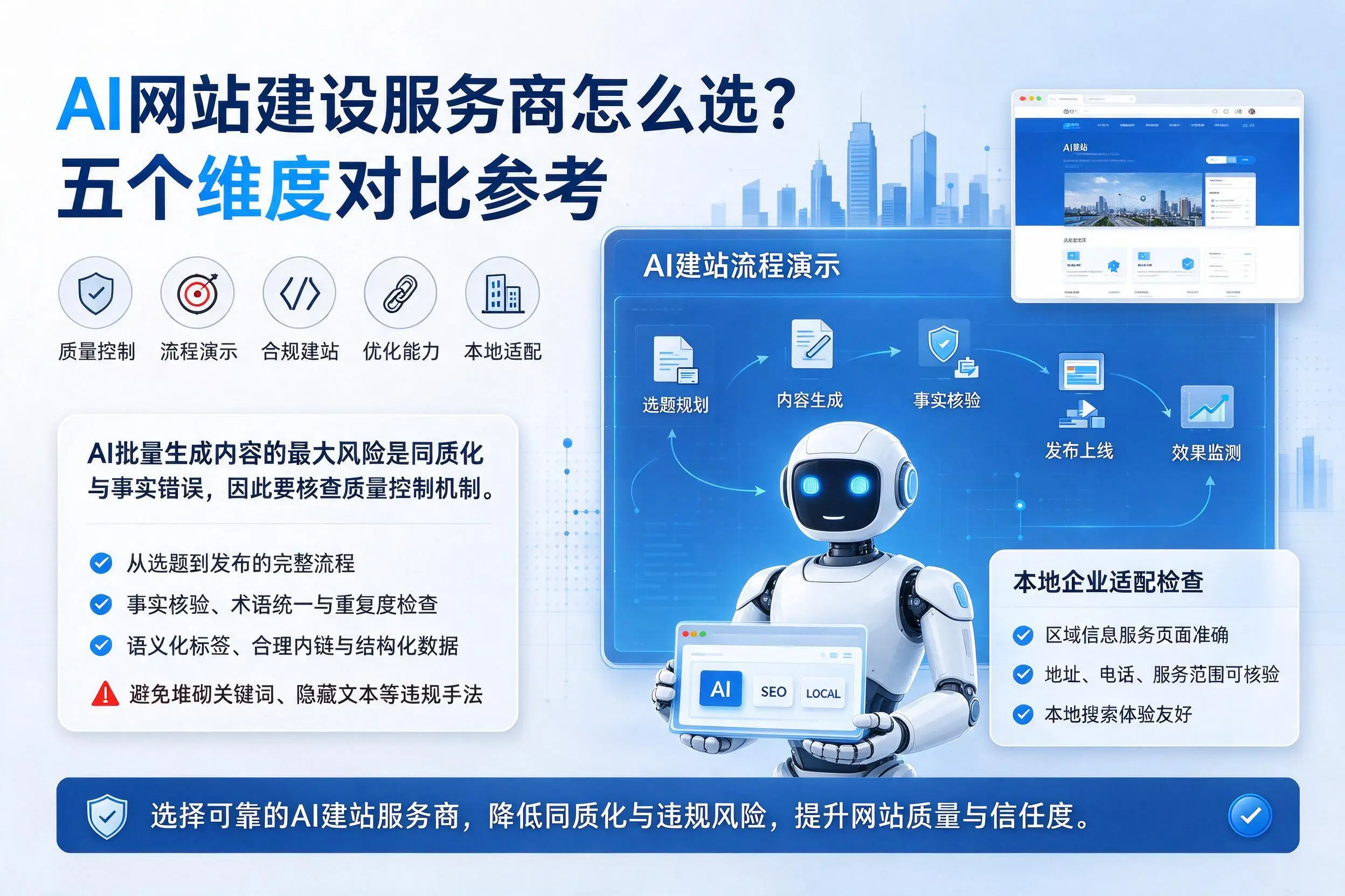 重庆郊县AI网站建设服务商怎么选？五个维度对比参考